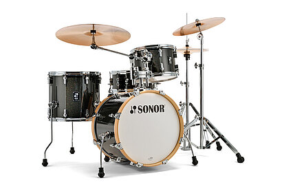 Sonor AQX Jazz 4-Piece 18|14|12|13S Poplar Shell Pack - Black Midnight Sparkle