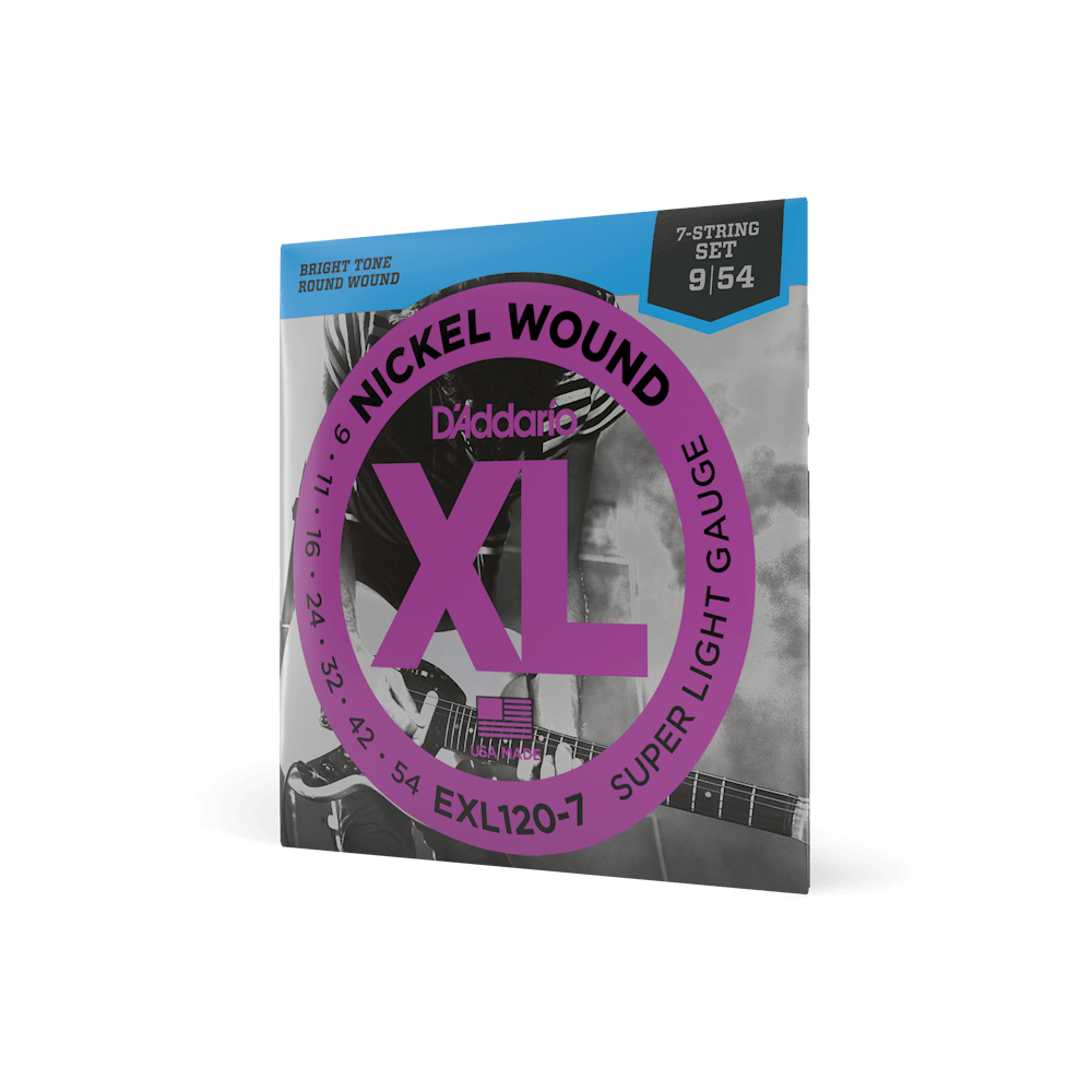 D'Addario EXL120-7 Electric Guitar Strings, 7-String - Nickel Wound/XL, Super Light