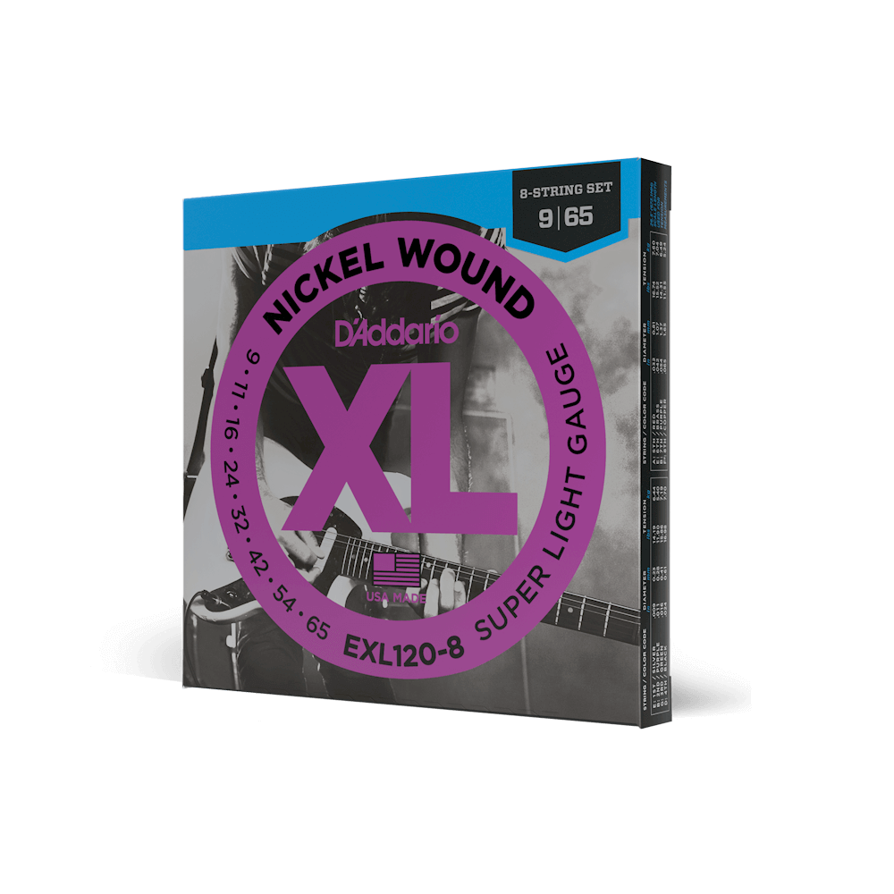 D'Addario EXL120-8 8-String Electric Guitar Strings - Nickel Wound/XL, Super Light