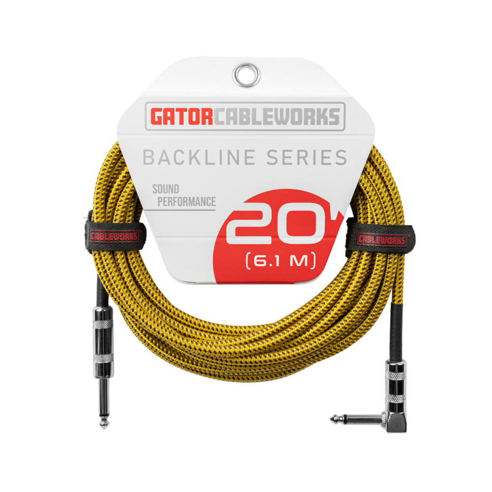 Gator 20 Foot Straight to Angled Braided Instrument Cable Brown/Yellow