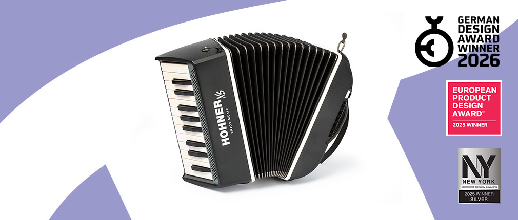 Hohner Accordion XS Adult Dark Grey and White with gigbag