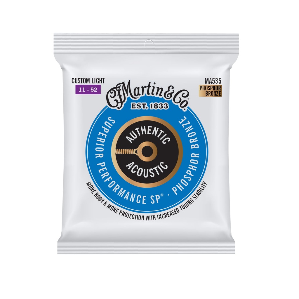 Martin Authentic Acoustic SP Guitar Strings Phosphor Bronze - Custom Light