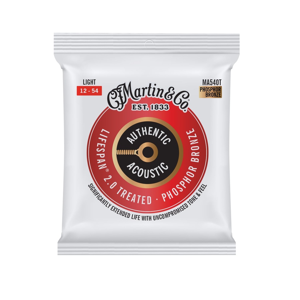 Martin Authentic Acoustic Lifespan 2.0 Guitar Strings Phosphor Bronze - Light