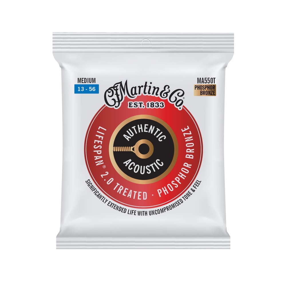 Martin Authentic Acoustic Lifespan 2.0 Guitar Strings Phosphor Bronze - Medium