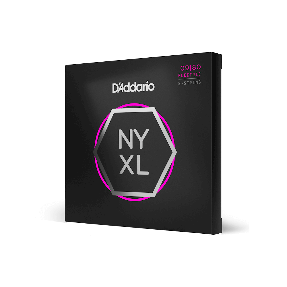 D'Addario NYXL0980 Electric Guitar, 8-Strings - NY Steel Core/XL, Super Light