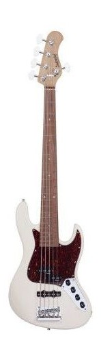 MetroExpress 21-Fret P/J 5 String, Olympic White High Polish, Morado Fingerboard
