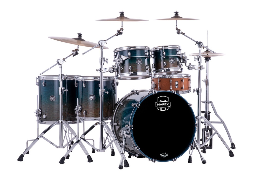 Mapex Saturn Fusion 4-Piece 20|14|12|10 Maple & Walnut Hybrid Shell Pack | Satin White