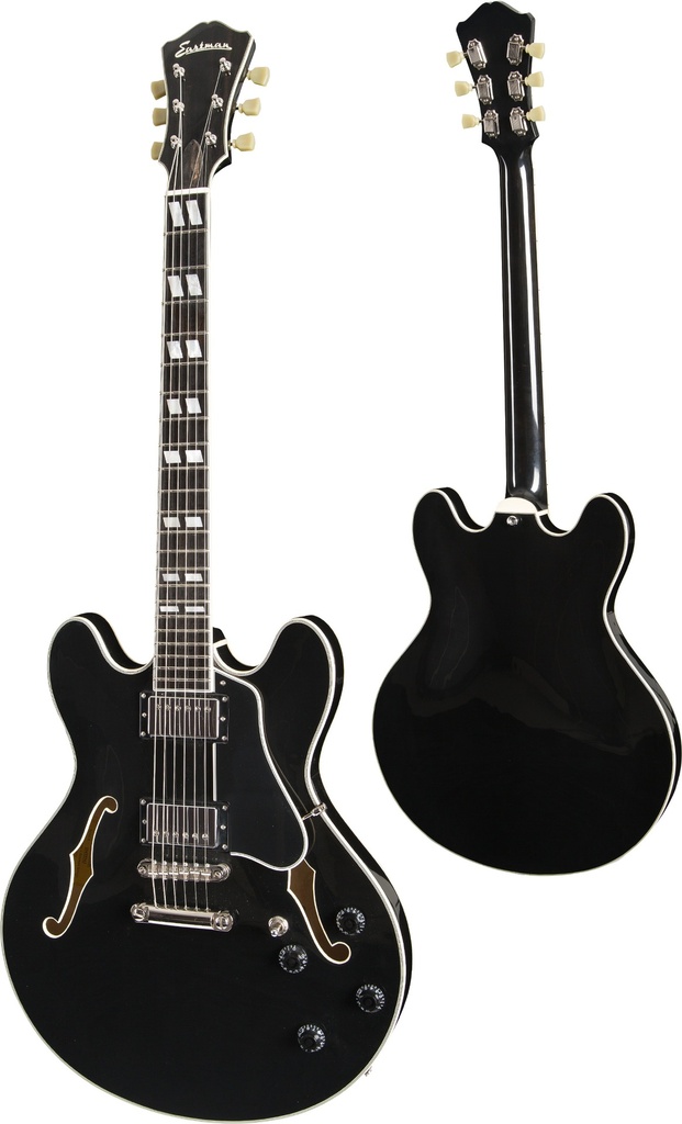 Eastman T486 Black Gloss Semi-Hollow Electric Guitar