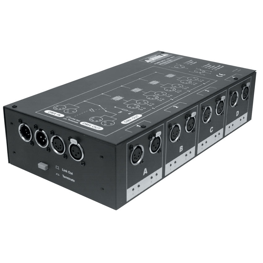 Elation 1U Powered DMX Splitter with Electrically Isolated XLR Output Ports