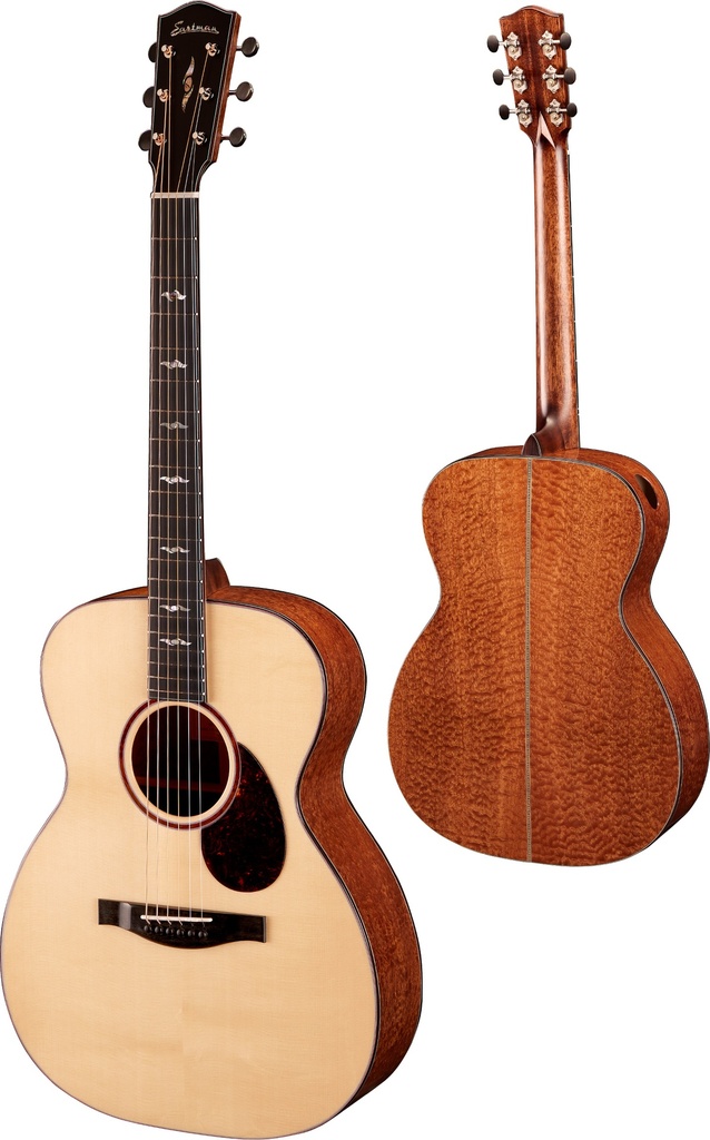 Eastman Luthier Series L-OM-QS OM Acoustic Guitar Natural - European Spruce/Quilted Sapele