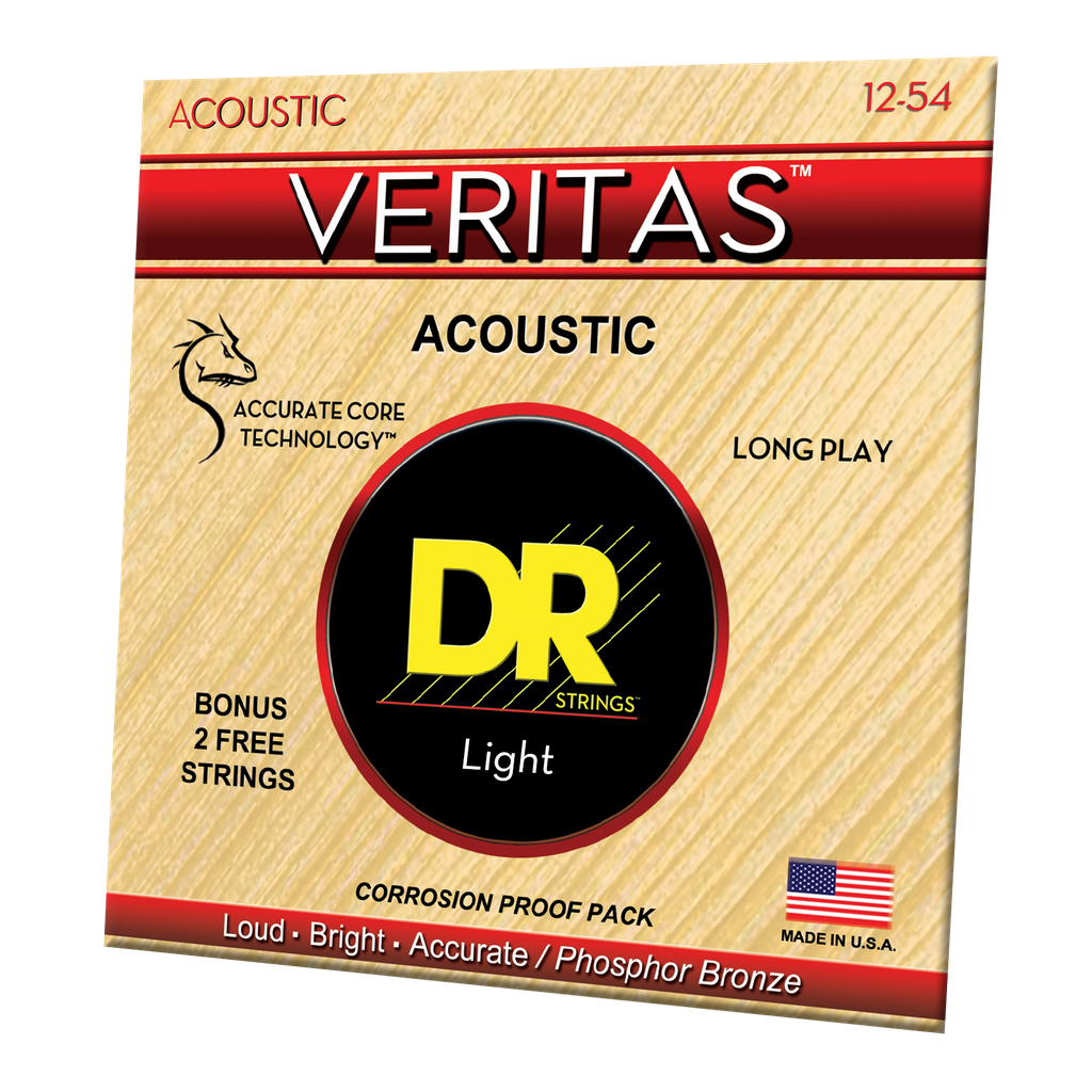 DR Strings Veritas Phosphor Bronze Acoustic Strings Light 12-54, 3-Pack