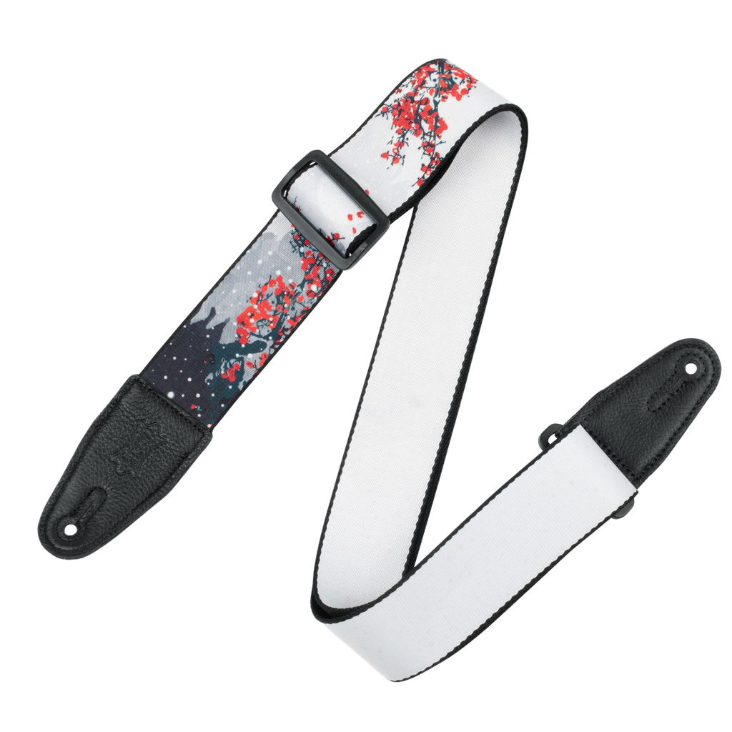 Polyester Guitar Strap - Cherry Blossoms & Snow
