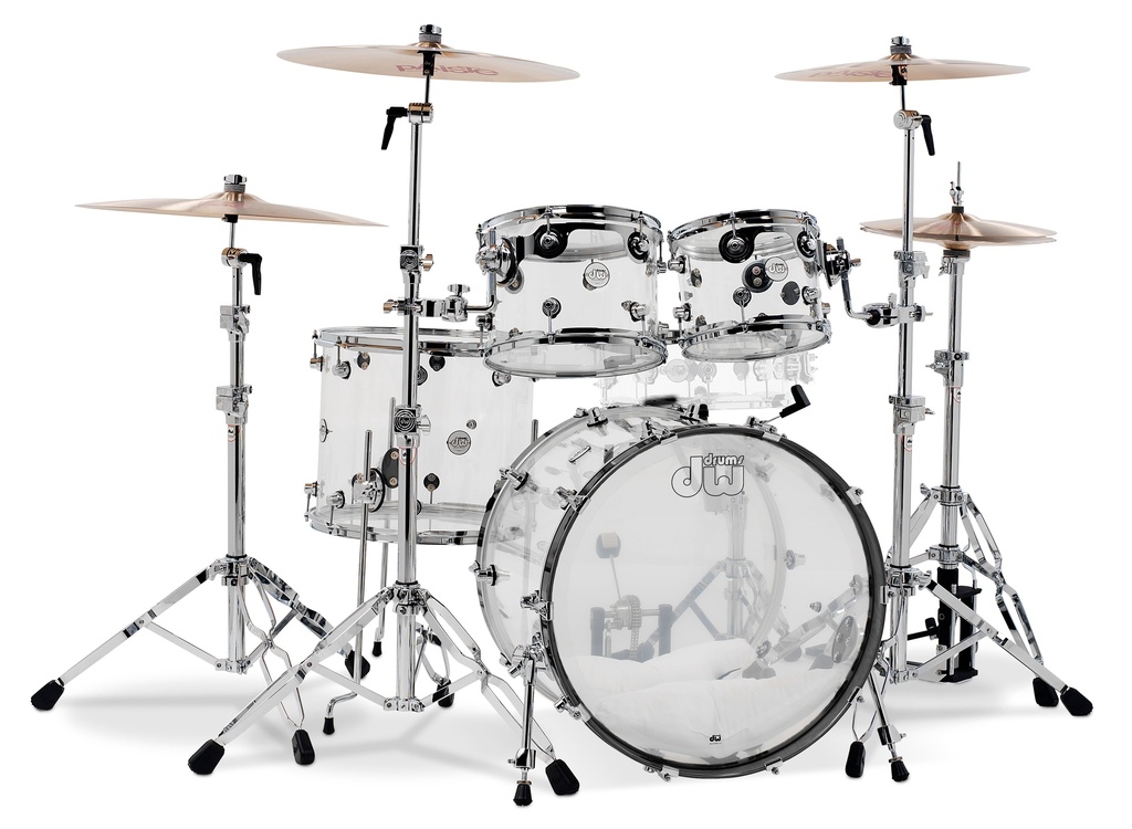 DW Design 4-piece Drum Kit Clear Acrylic - Chrome