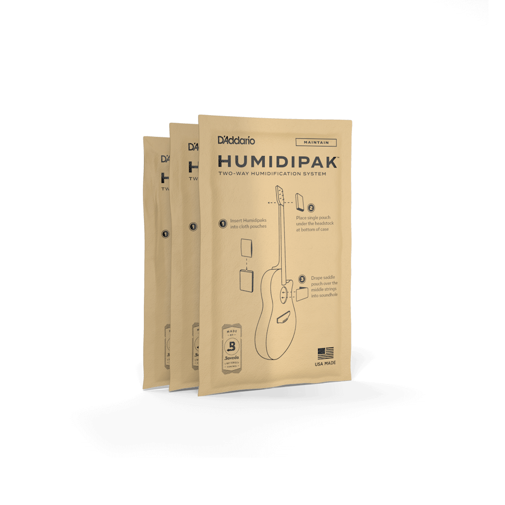 D'Addario Humidipak Two-Way Humidification System Replacement Packets, 3-Pack