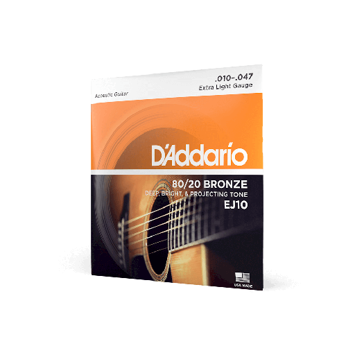 [EJ10] D'Addario EJ10 Acoustic Guitar Strings - 80/20 Bronze, Extra Light