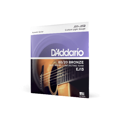 [EJ13] D'Addario EJ13 Acoustic Guitar Strings - 80/20 Bronze, Custom Light