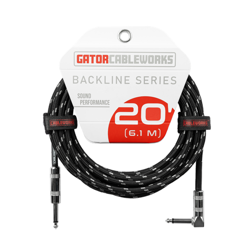 [GCWB-INS-20RABG] Gator 20 Foot Straight to Angled Braided Instrument Cable Black/Grey