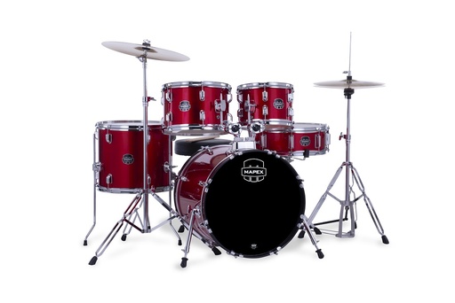 [RB5044FTC-DK] Mapex Rebel 5-Piece 22|14|12|10|14S Poplar Complete Setup with Fast Size Toms | Black Wrap