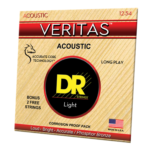 [VTA-12-3PK] DR Strings Veritas Phosphor Bronze Acoustic Strings Light 12-54, 3-Pack