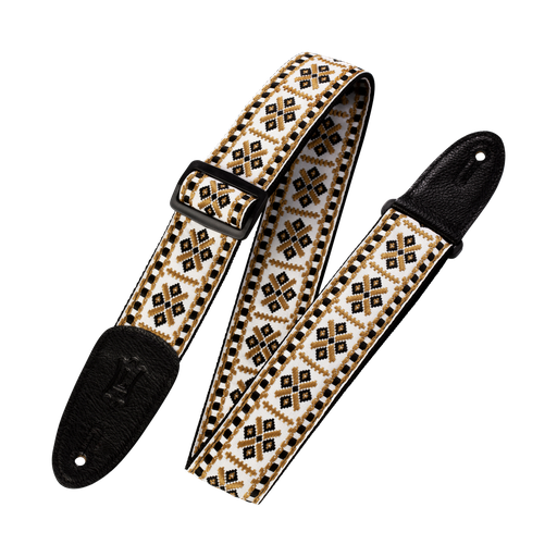 [M8HT-07] Levy's Hootenanny Series Guitar Strap - Gold & White Diamond