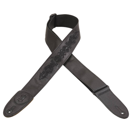 [MSS7GPE-004] Levy's Leather Tri Glides Series 2" Guitar Strap - Black Embroidered